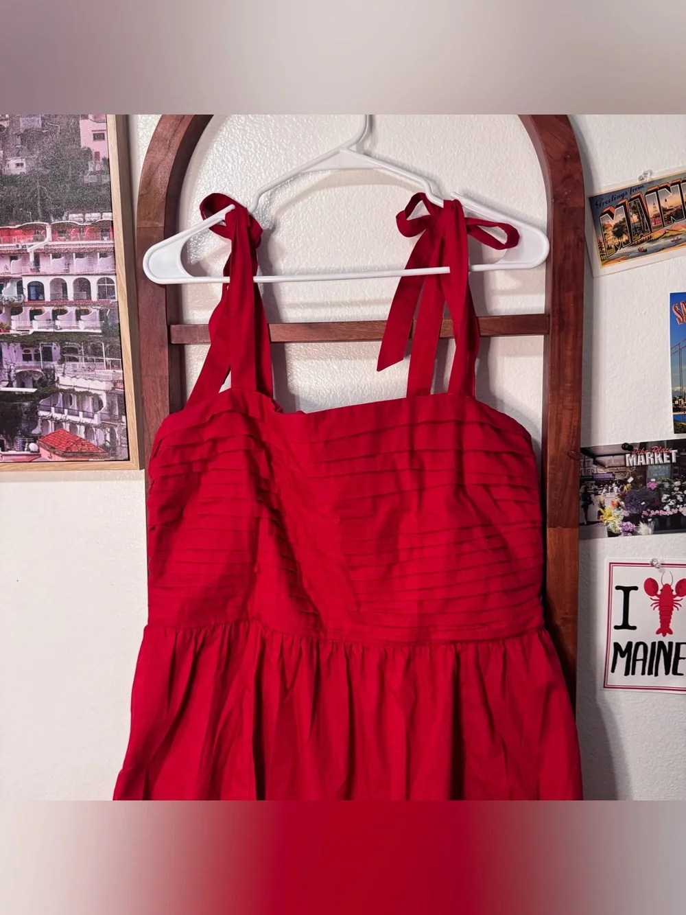 Abercrombie & Fitch Red Emerson Tie Strap Maxi Dress